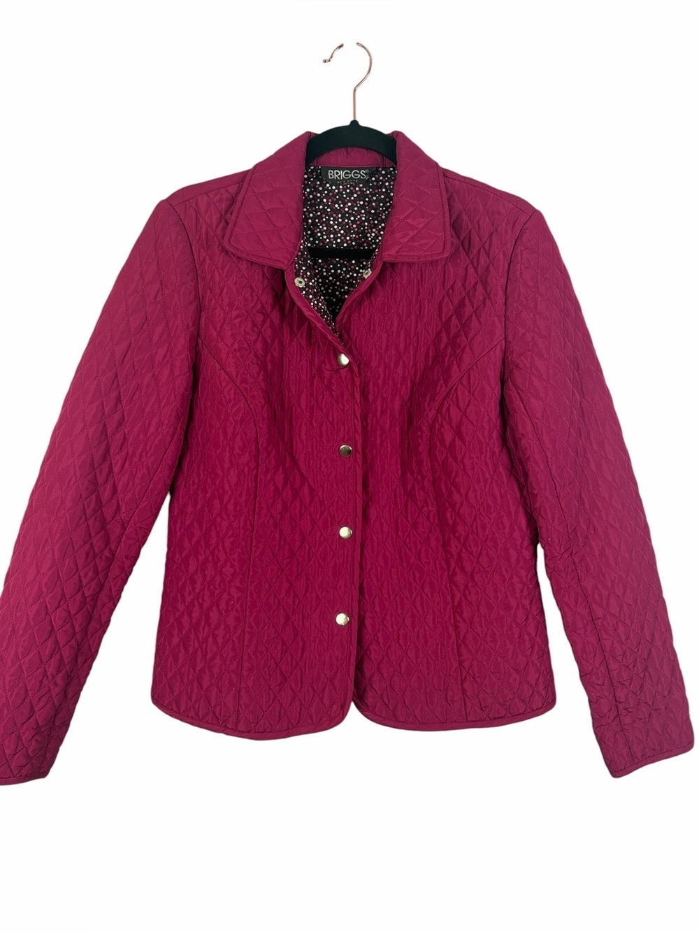 Briggs New York Quilted Jacket Size 10 Berry Pink Snap Front Lightweight Coat